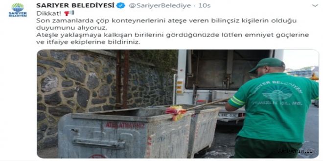 Belediyeden Çöp Konteyneri Uyarısı