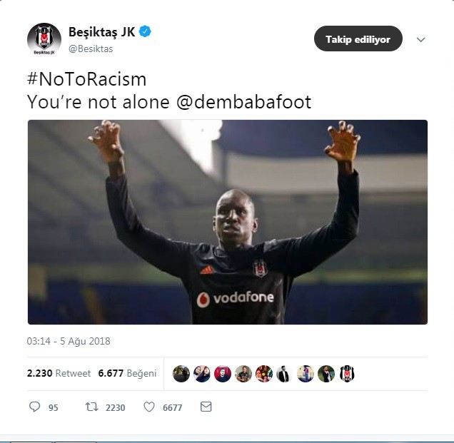 Beşiktaştan Demba Baya: Yalnız Değilsin