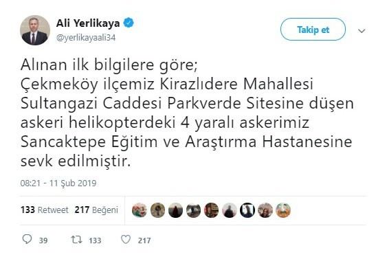 Çekmeköyde Askeri Helikopter Düştü: 4 Asker Yaralı