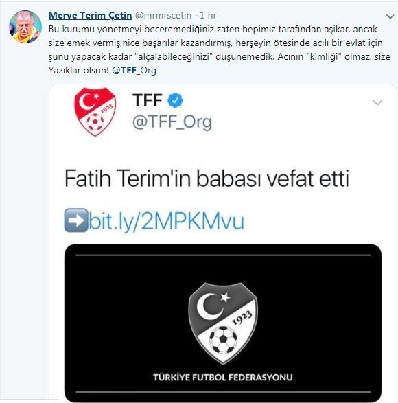 Fatih Terimin Kızı Merve Terimden Tffye Büyük Tepki