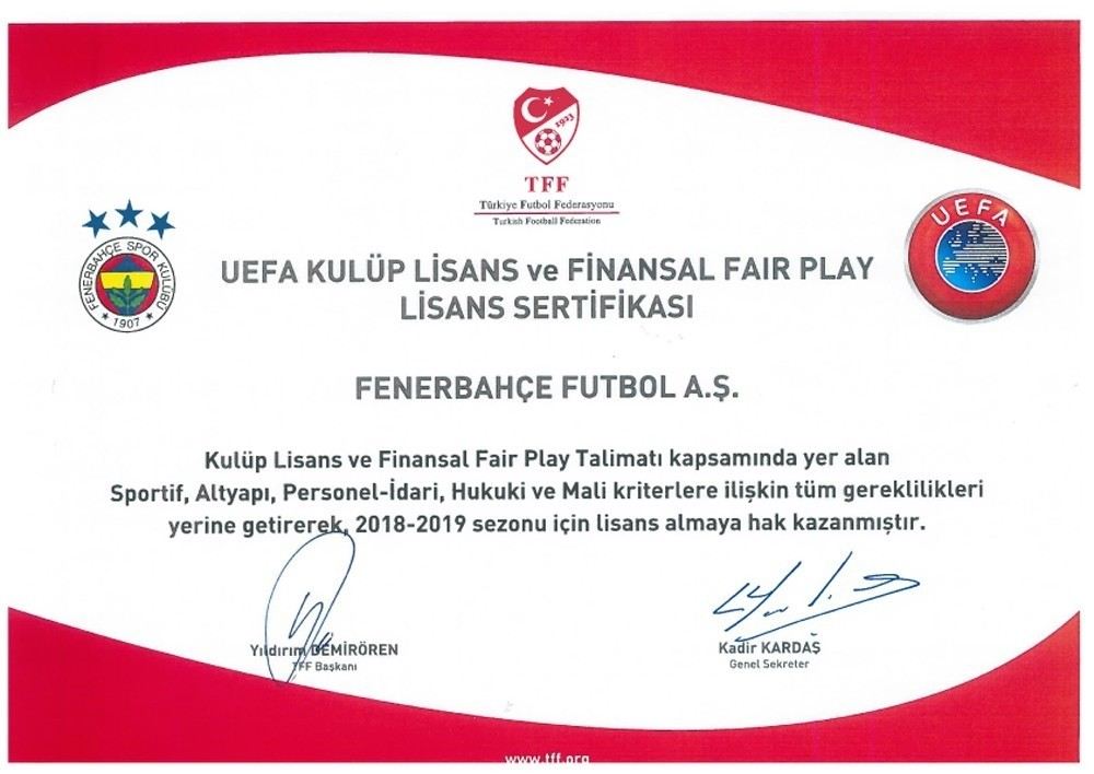 Fenerbahçe Uefa Lisansı Aldı
