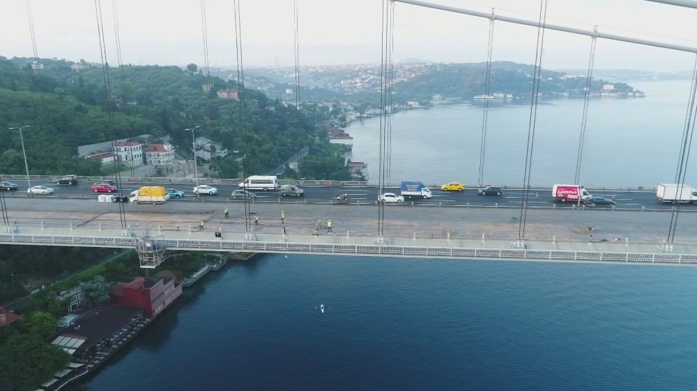 Fsm Köprüsündeki Asfalt Çalışmasında Son Durum Havadan Görüntülendi