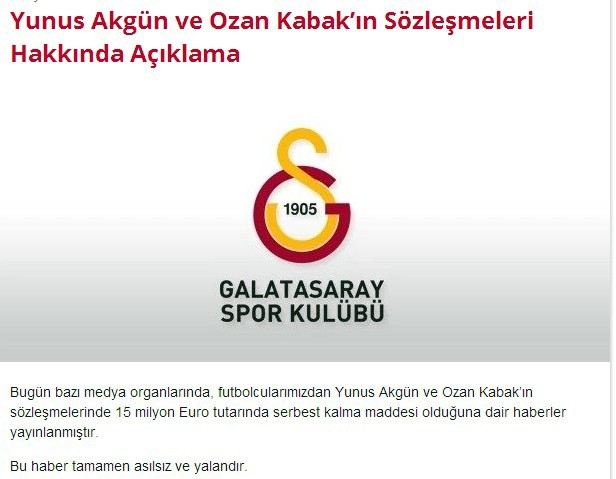 Galatasaraydan Ozan Kabak Ve Yunus Akgün Açıklaması