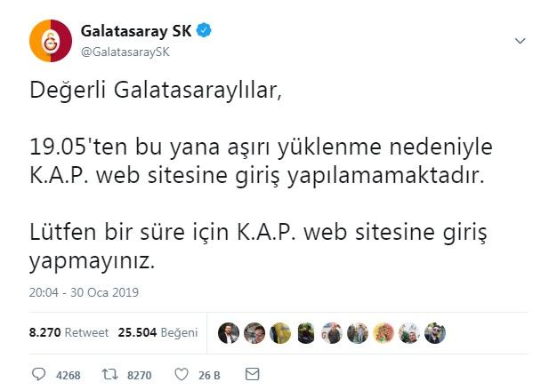 Galatasaraydan Taraftara Kap Çağrısı