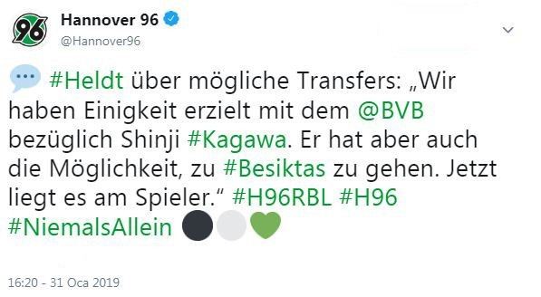 Hannover 96Dan İlginç Shinji Kagawa Açıklaması