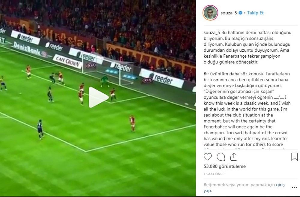 Josef De Souzadan Derbi Mesajı