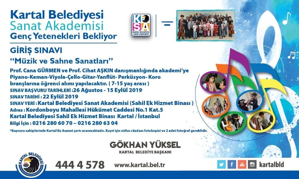 Kartal Belediyesi Sanat Akademisi Genç Yetenekleri Bekliyor