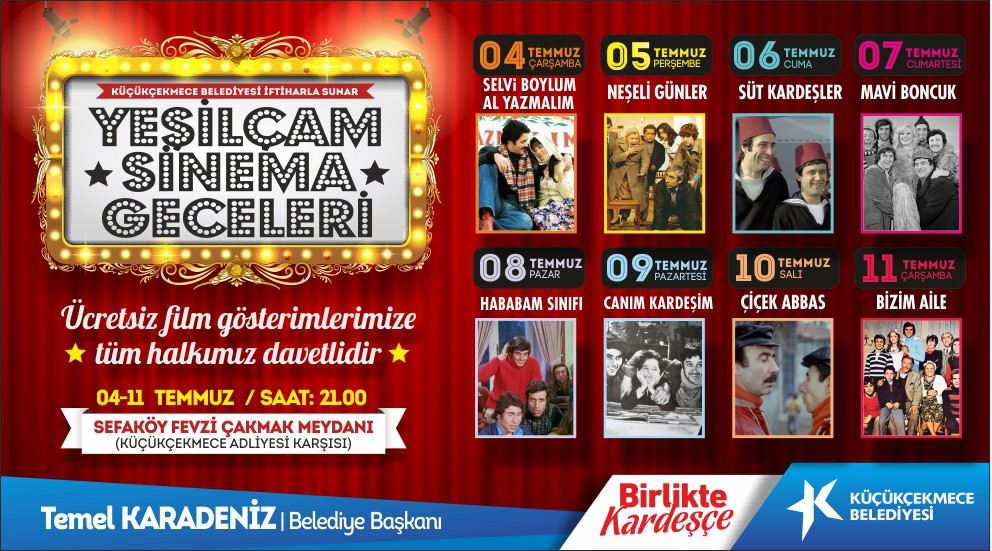 Küçükçekmecede Yeşilçam Sinema Geceleri Başlıyor