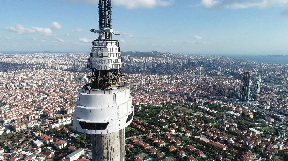 (Özel Haber) Restoran Bölümü Monte Edilen Çamlıca Kulesinin Son Hali Havadan Görüntülendi