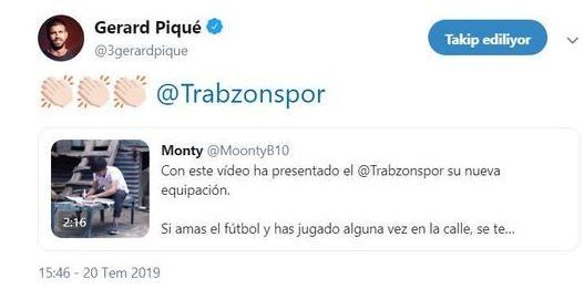 Pique, Trabzonsporun Paylaşımını Beğendi