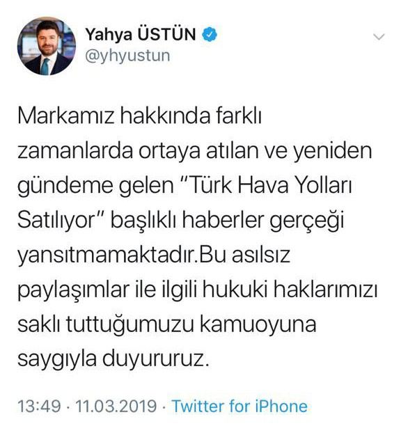 Thy Satılıyor Haberine Yalanlama