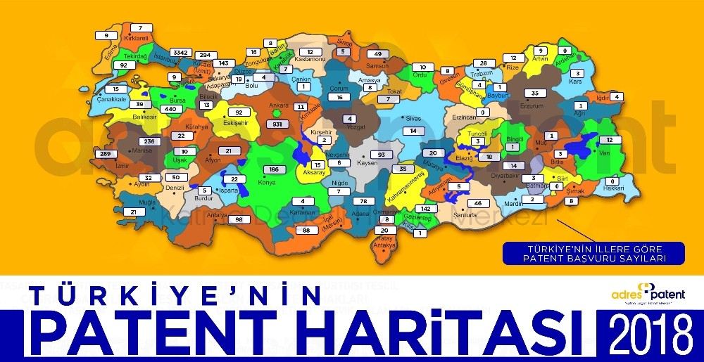 Türkiyenin 2018 Yılı Patent Haritası