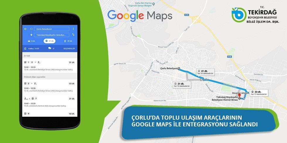 Ulaşım Araçlarının Google Maps İle Entegrasyonu Sağlandı